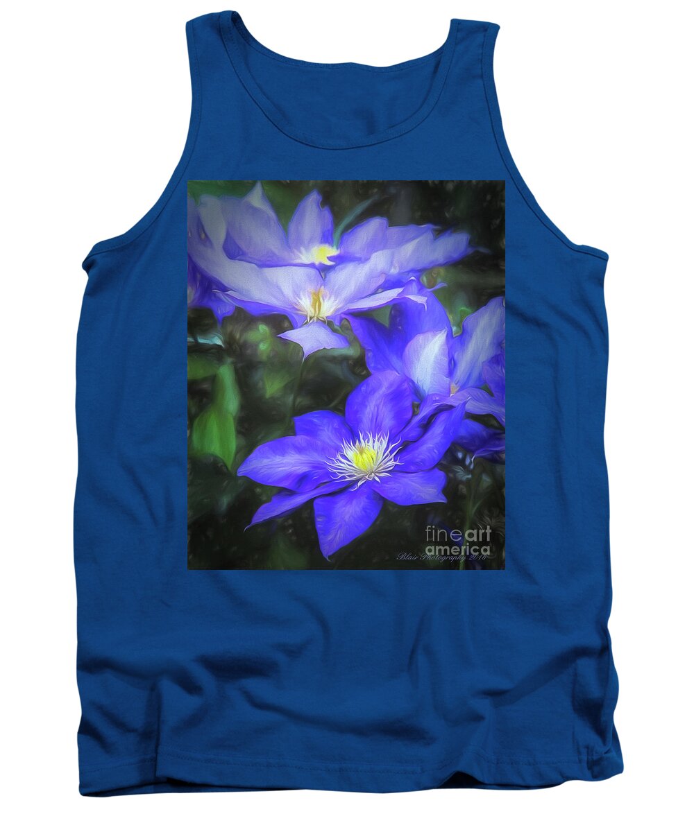 Purple Tank Top featuring the photograph Clematis by Linda Blair
