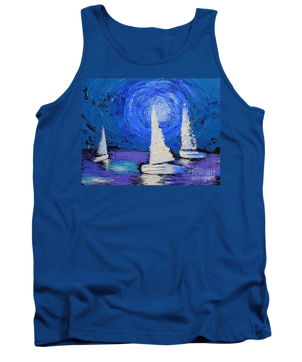 Sail Tank Top featuring the painting Cosmic Sails by Jerome Wilson