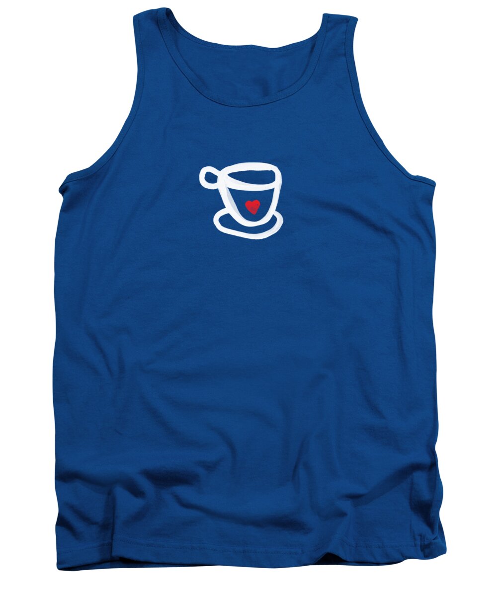 Coffee Tank Top featuring the painting Cup of Love- Shirt by Linda Woods