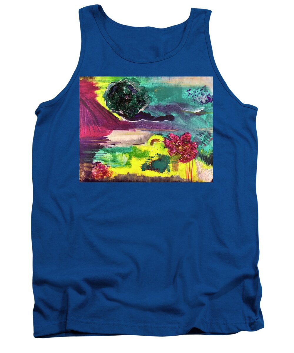 Painting Tank Top featuring the painting Dawn of Creation by Laura Jaffe