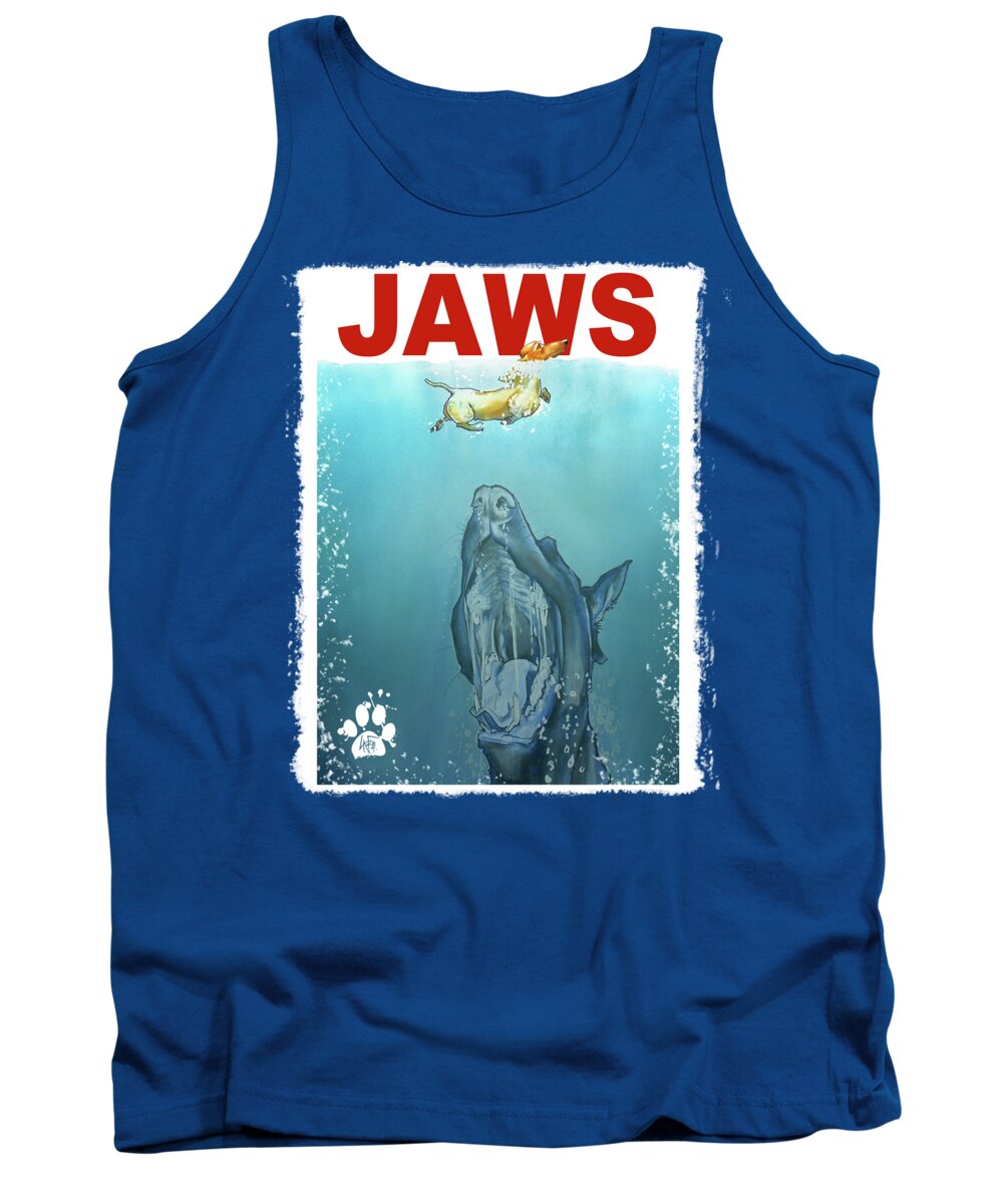 Dog Caricature Tank Top featuring the drawing Dog-Themed JAWS Caricature Art Print by Canine Caricatures By John LaFree