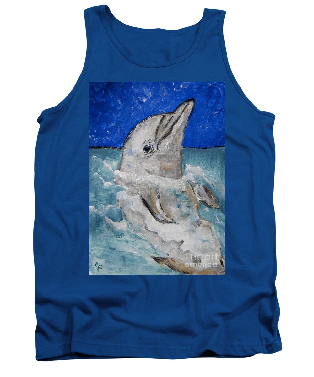 Mammals Tank Top featuring the painting Dolphin by Ella Kaye Dickey