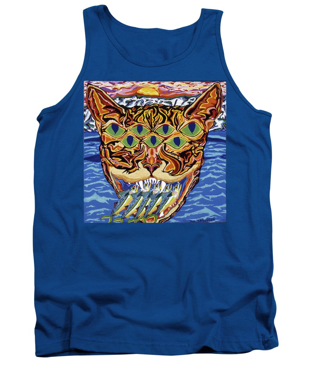 Cat Tank Top featuring the painting Dover Cat by Robert SORENSEN