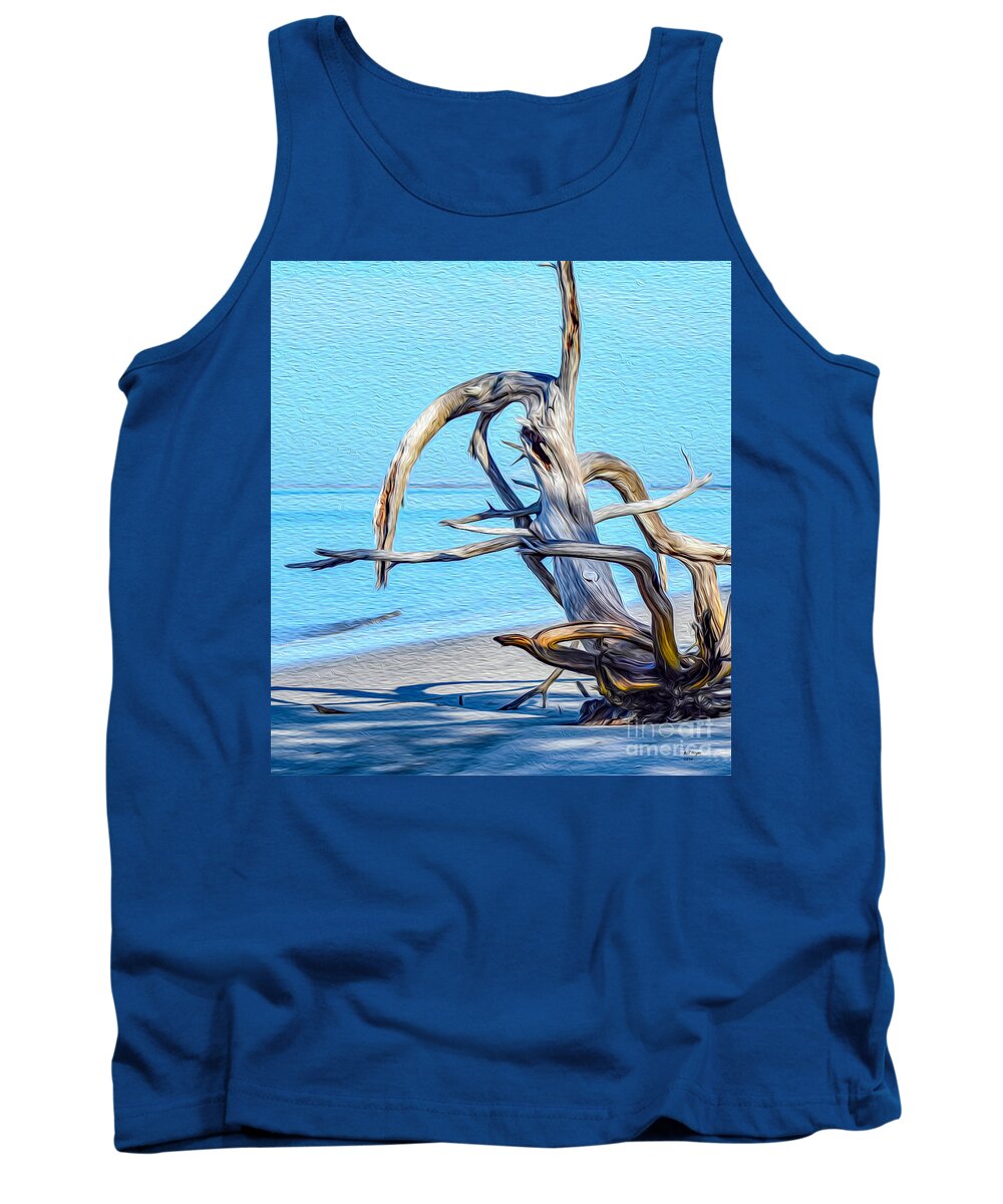 Art Tank Top featuring the painting Driftwood on Jekyll by DB Hayes