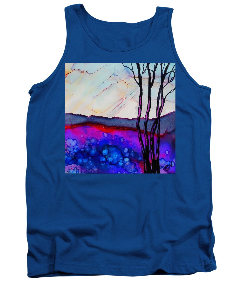 Alcohol Ink Tank Top featuring the painting Dusk - 251 by Catherine Van Der Woerd