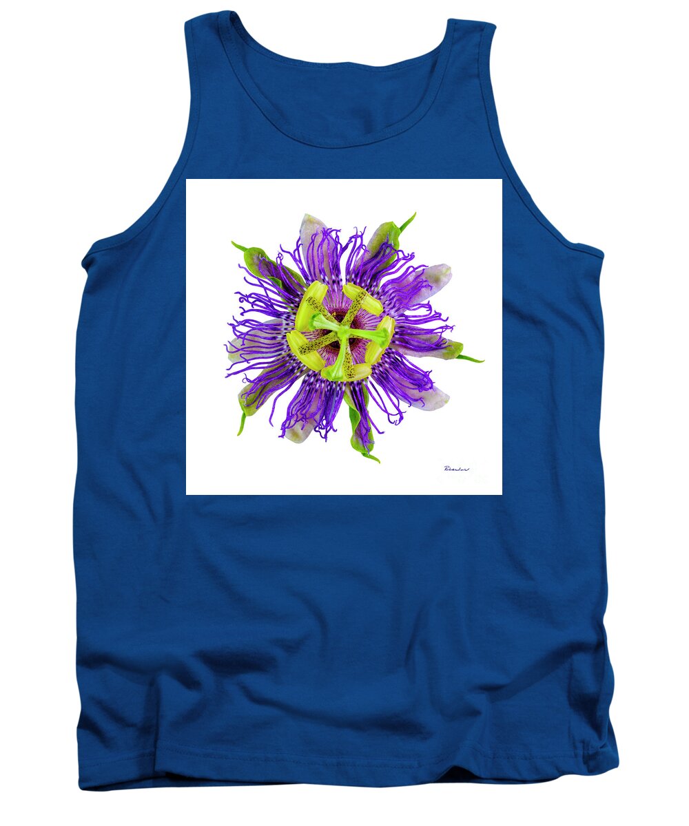 Expressive Tank Top featuring the photograph Expressive Yellow Green and Violet Passion Flower 50674A by Ricardos Creations