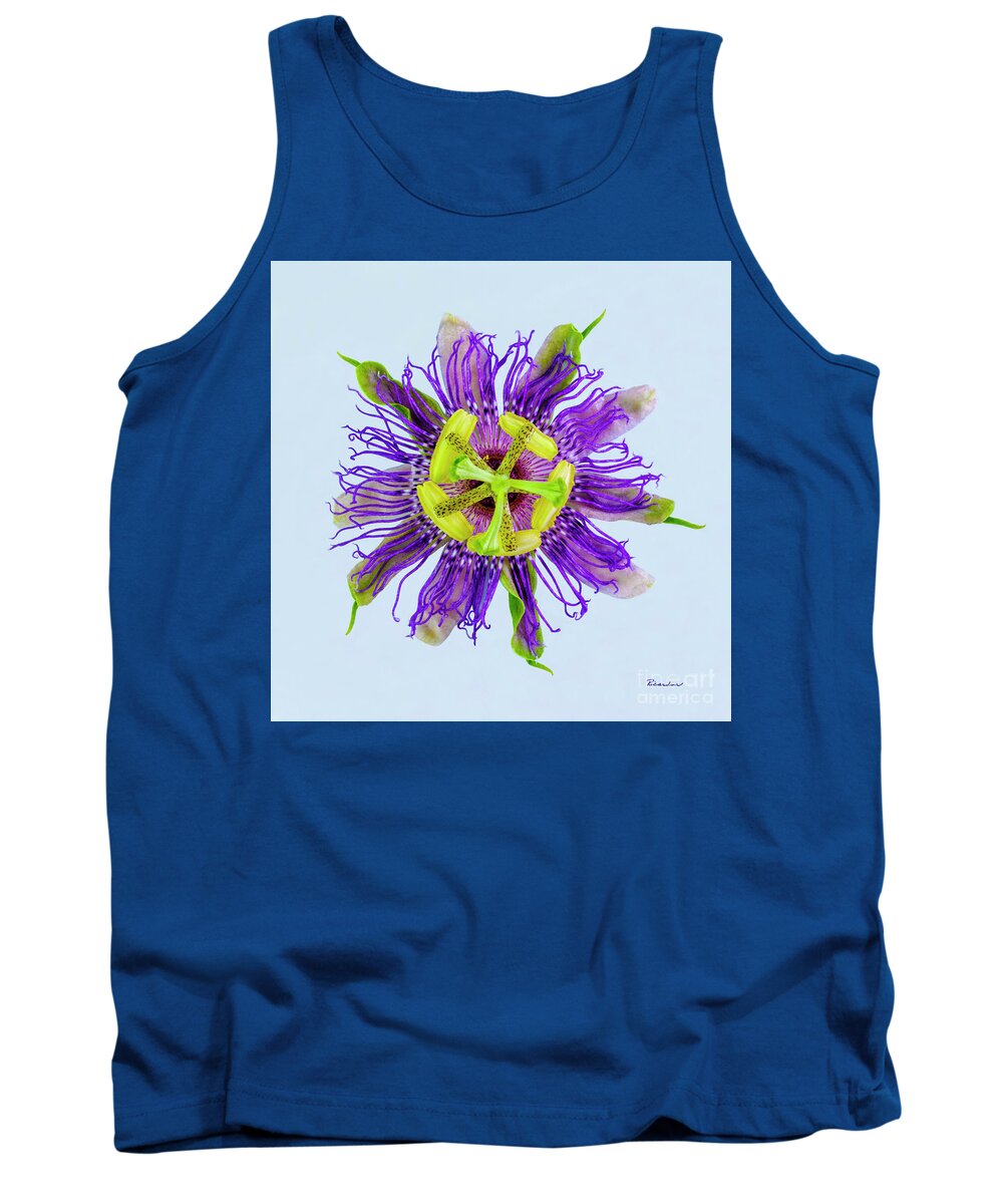 Expressive Tank Top featuring the photograph Expressive Yellow Green and Violet Passion Flower 50674B by Ricardos Creations