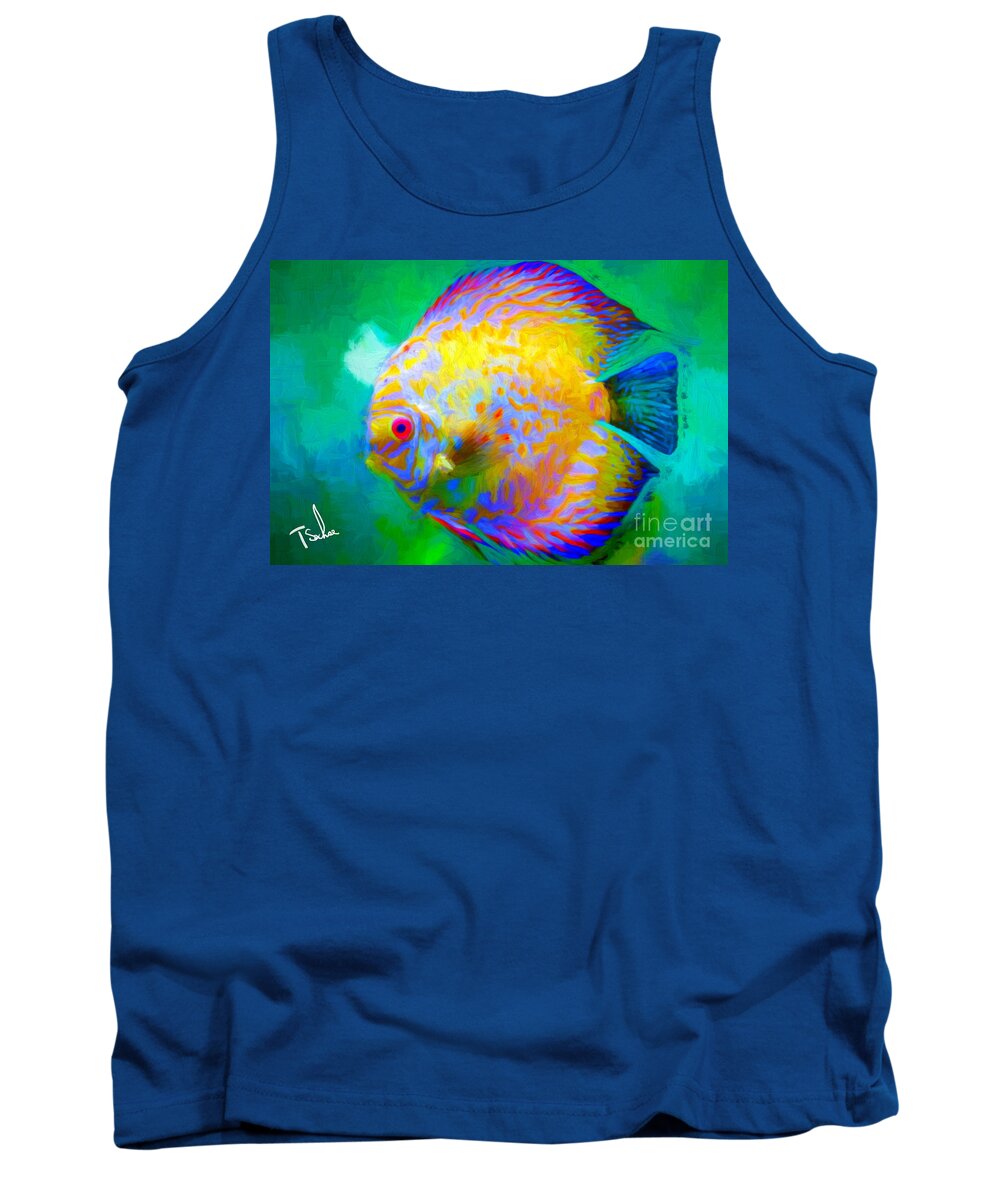 Fish Art Tank Top featuring the digital art Fish One by Tom Sachse
