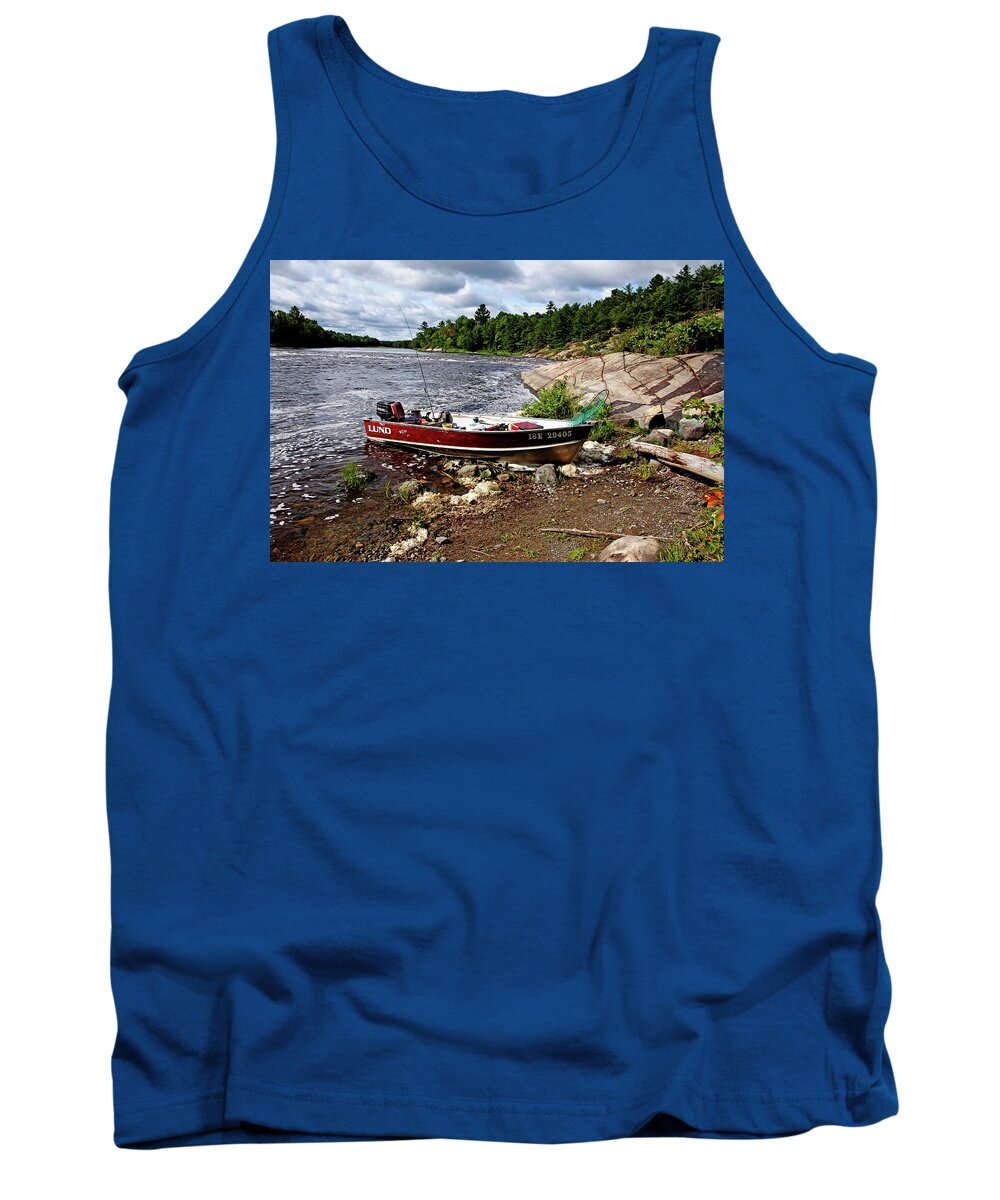 French River Tank Top featuring the photograph Fishing And Exploring by Debbie Oppermann