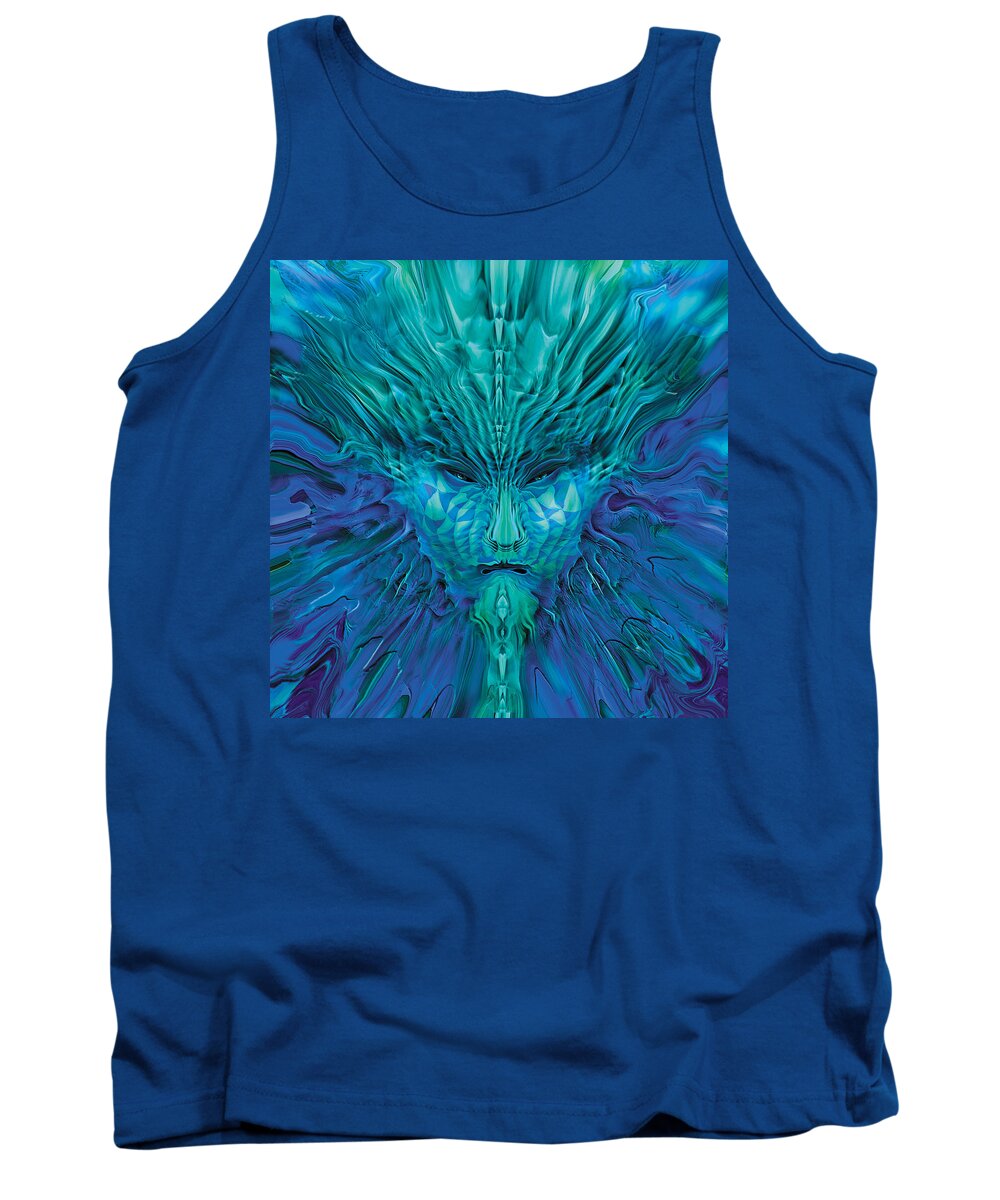 Face In Blue Tank Top featuring the digital art Force by Judith Barath