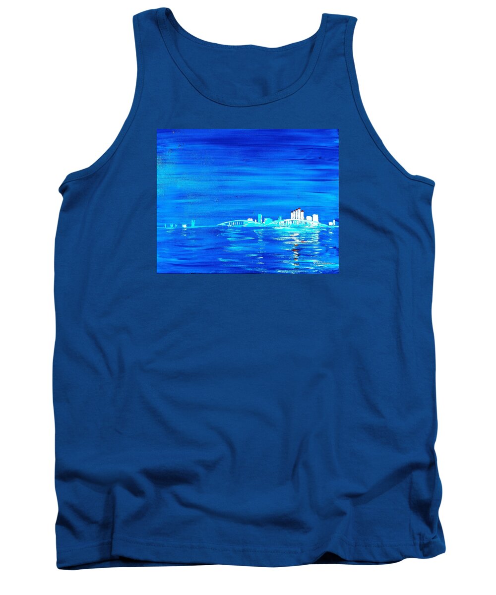 Fort Myers Tank Top featuring the drawing Fort Myers by Night by Vic Delnore