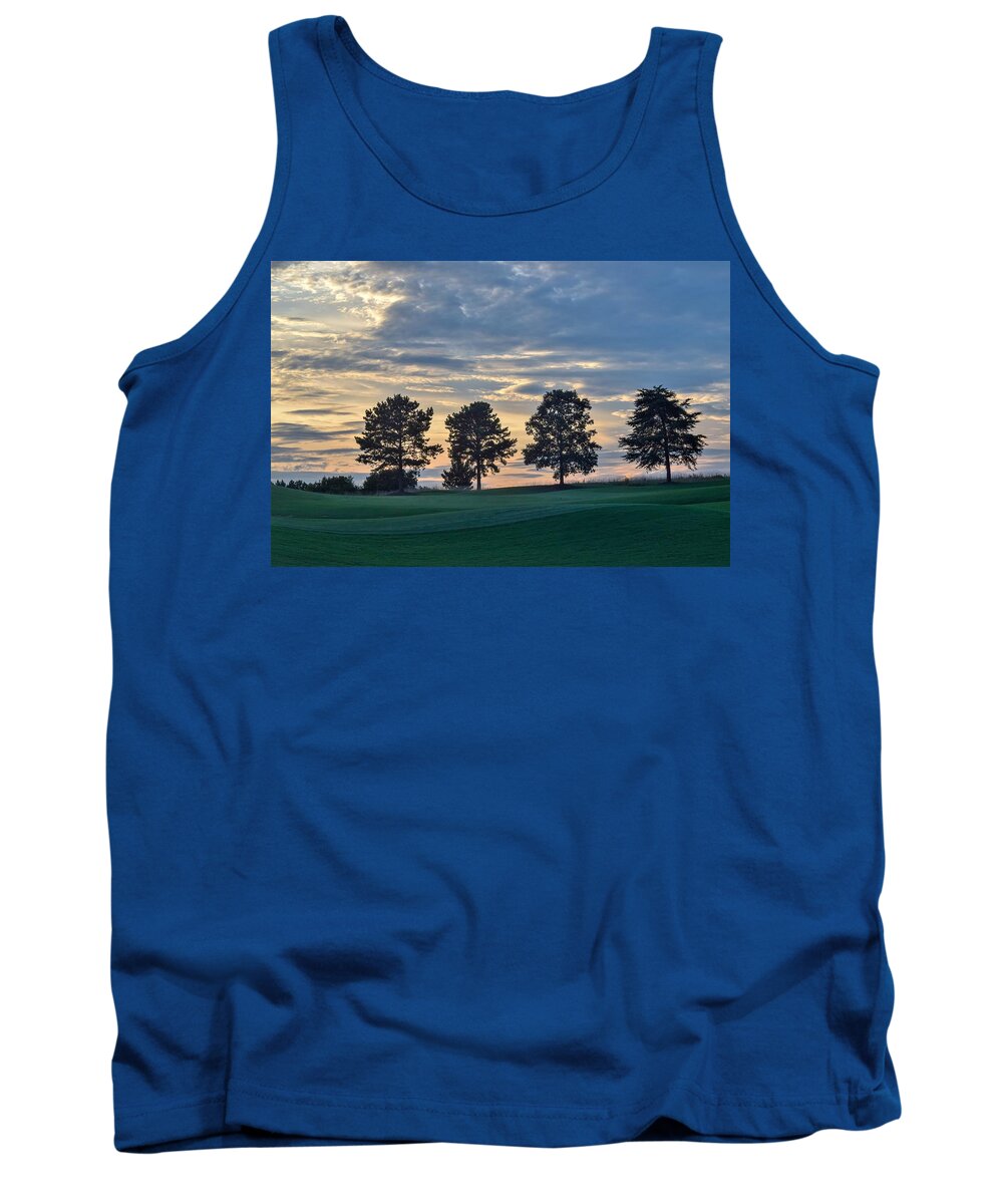 Sunset Tank Top featuring the photograph Four Trees at Sunset by Mary Ann Artz