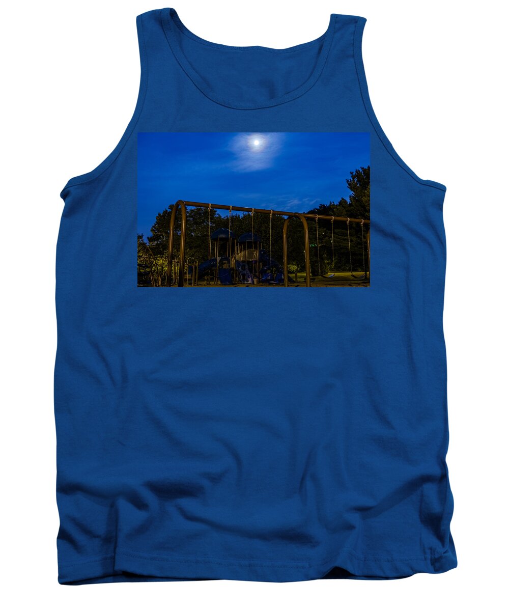 Kennedy Park Tank Top featuring the photograph Full moon over playground by SAURAVphoto Online Store