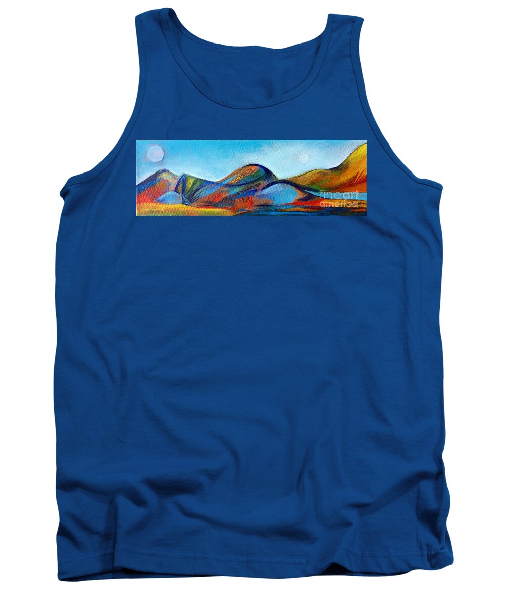 Galaxy Tank Top featuring the painting GalaxyScape by Elizabeth Fontaine-Barr