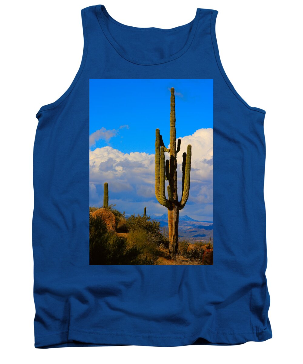 Saguaro Tank Top featuring the photograph Giant Saguaro in the Southwest Desert by James BO Insogna