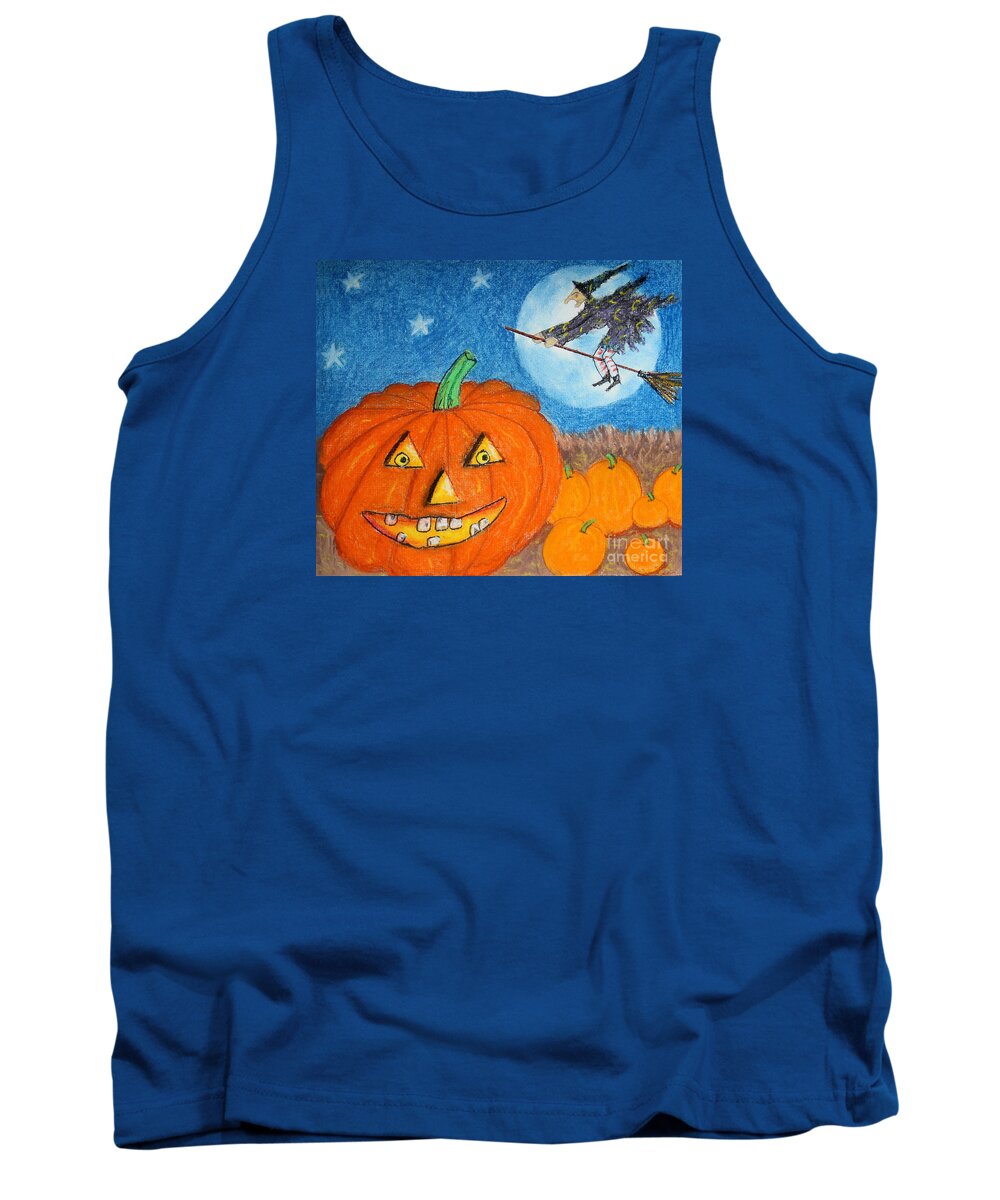 Autumn Tank Top featuring the drawing Happy Halloween Boo You by Karen Adams