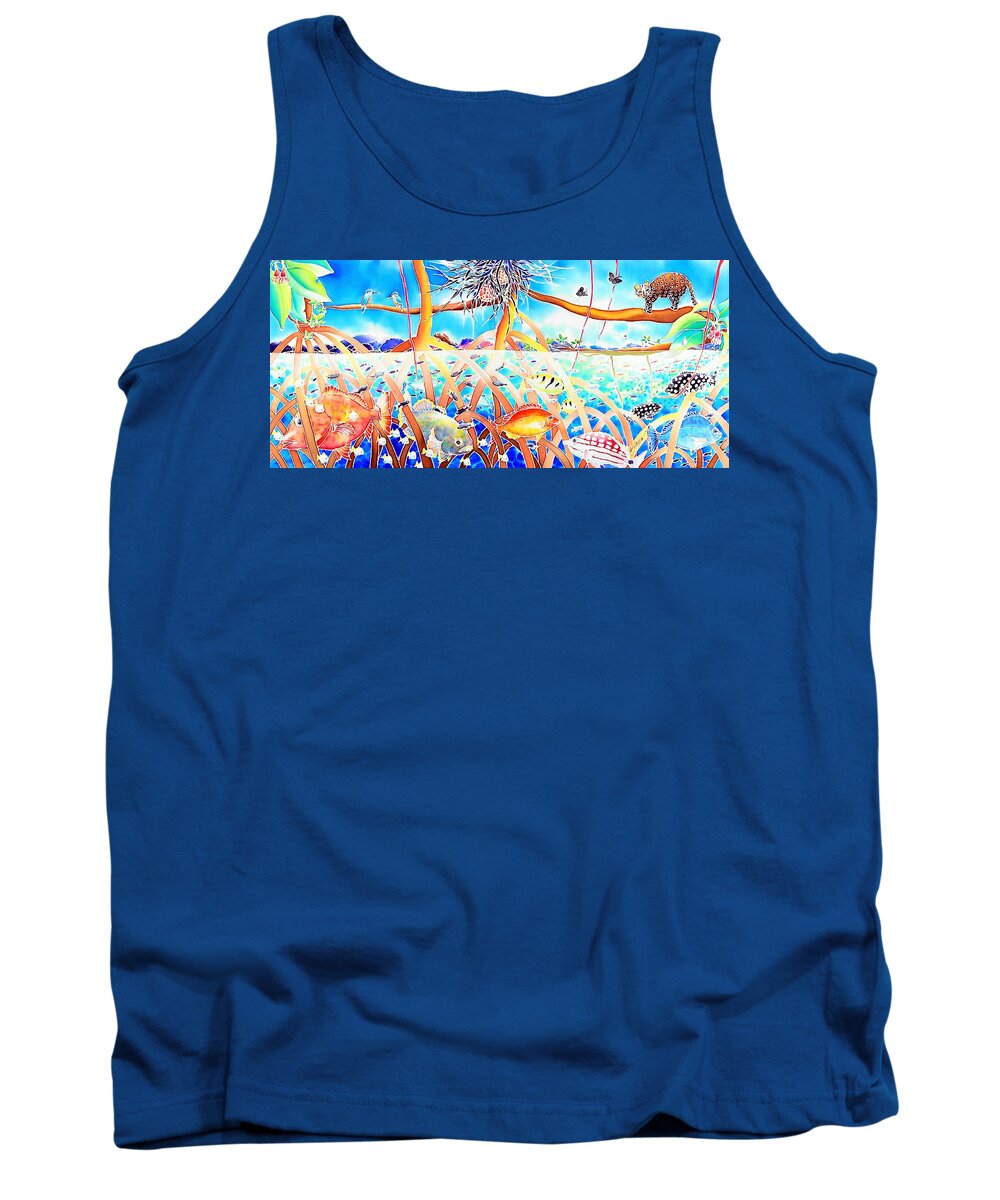 Okinawa Tank Top featuring the painting Hide and seek by Hisayo OHTA