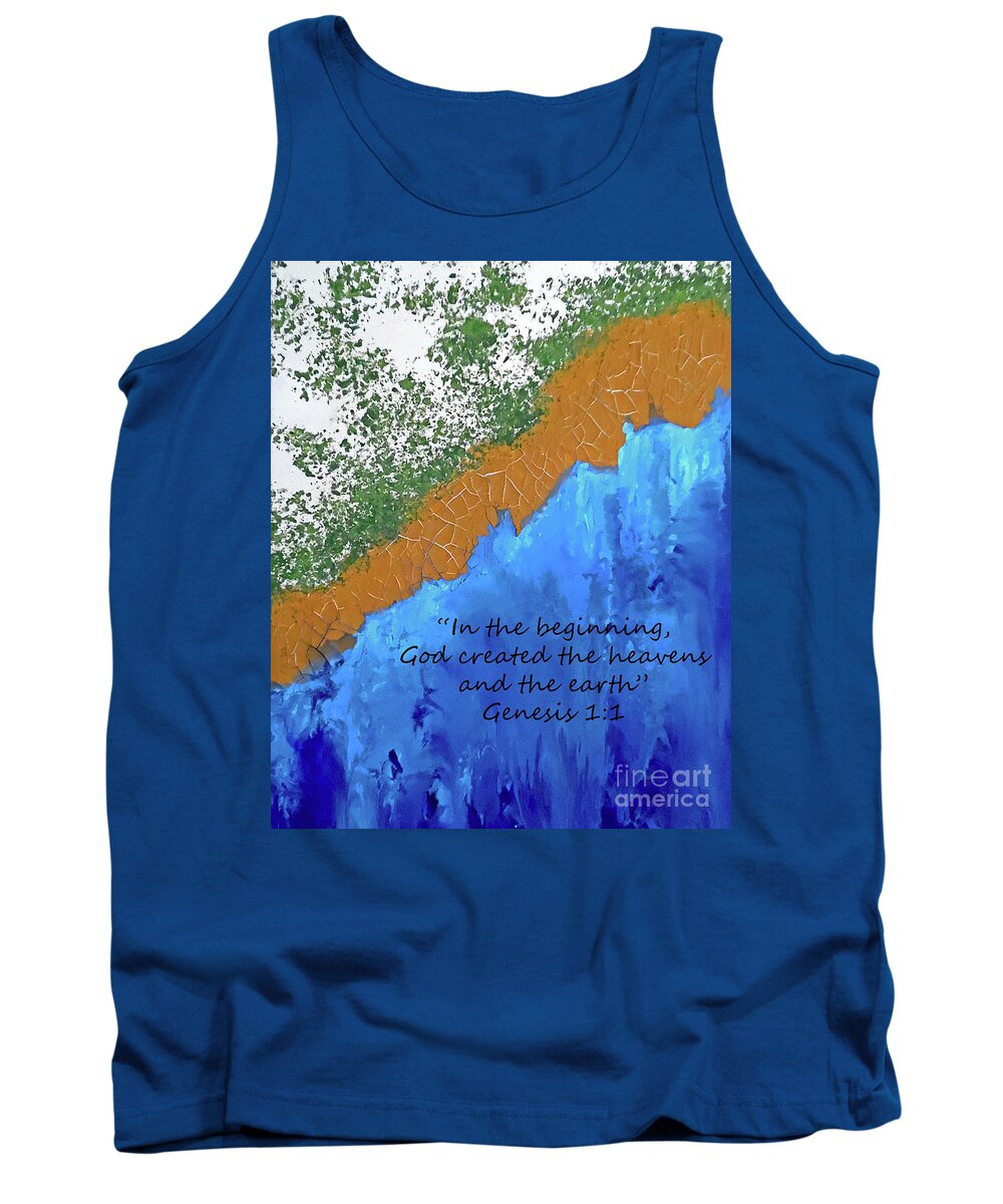 Scripture Tank Top featuring the painting His Creation with Scripture by Jilian Cramb - AMothersFineArt