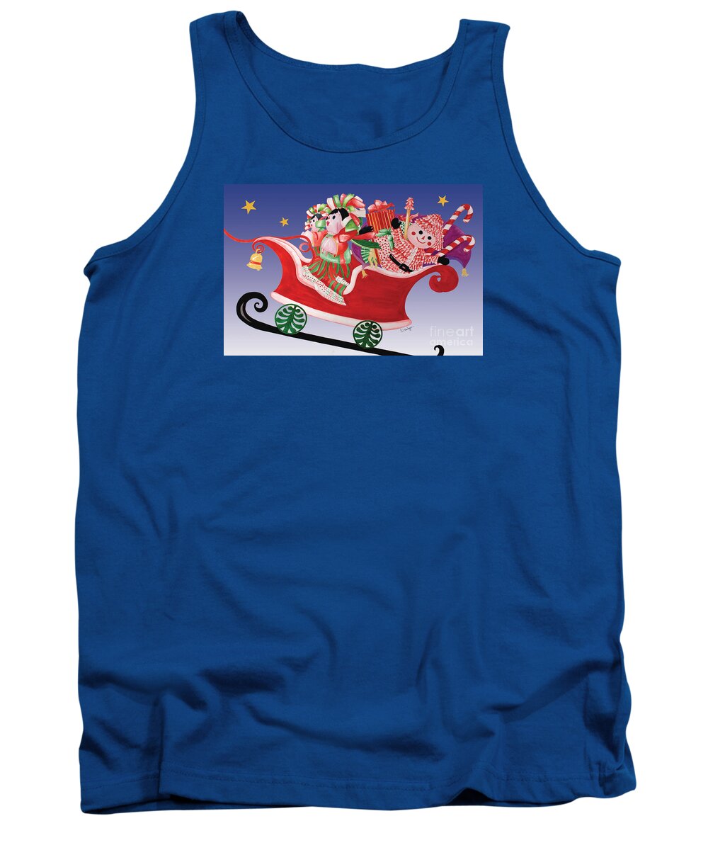 Christmas Cards Tank Top featuring the painting Holiday Twin Delivery by Kandyce Waltensperger