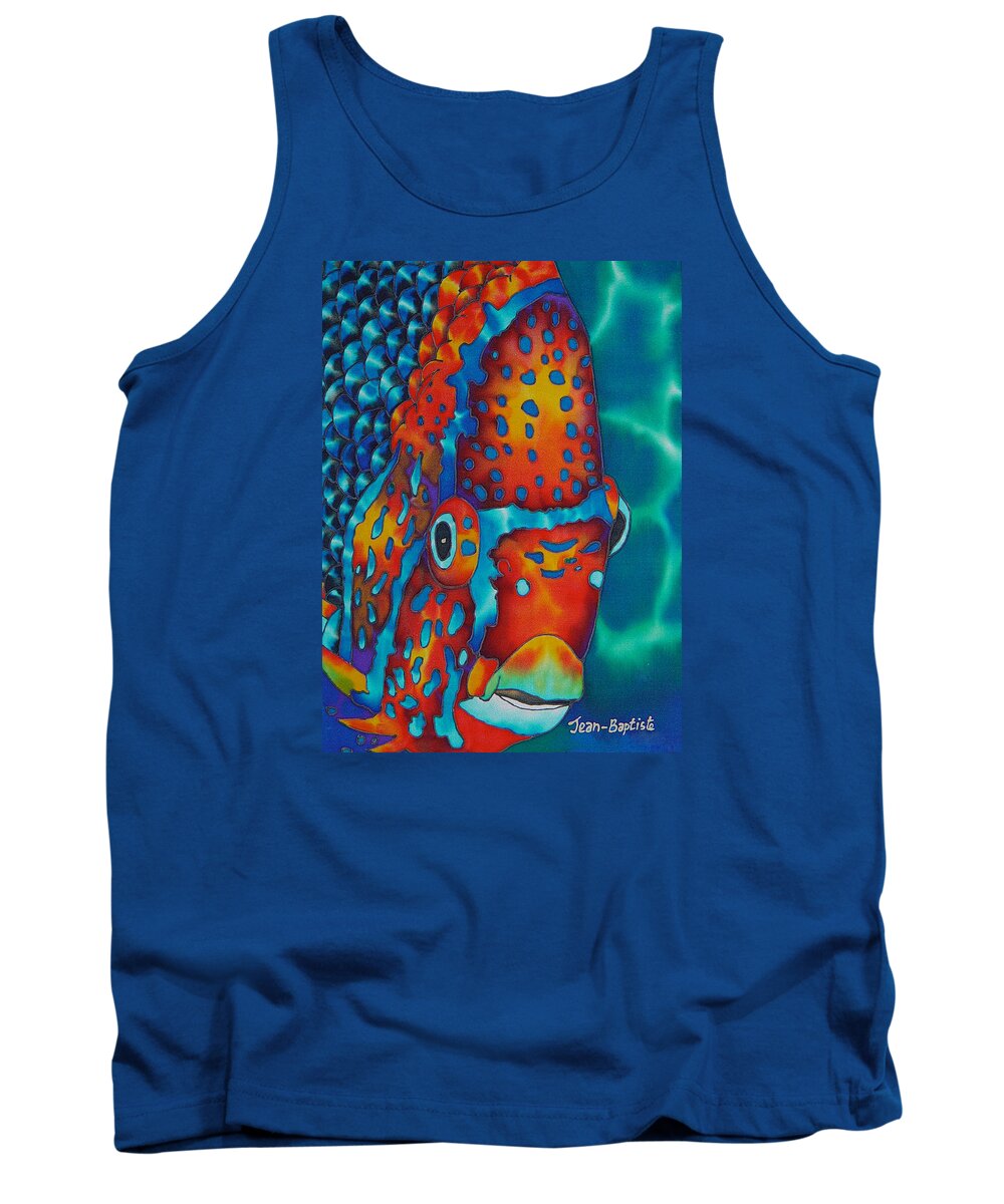 Fish Art Tank Top featuring the painting King Angelfish by Daniel Jean-Baptiste