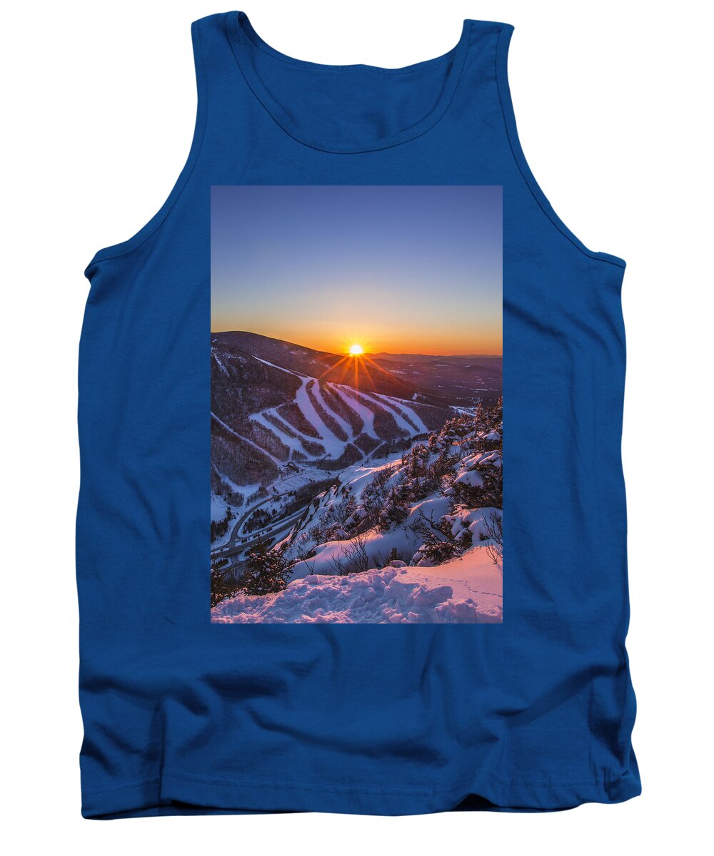 Last Winter Sunset Over Cannon Mountain Tank Top featuring the photograph Last Winter Sunset over Cannon Mountain Vertical by White Mountain Images