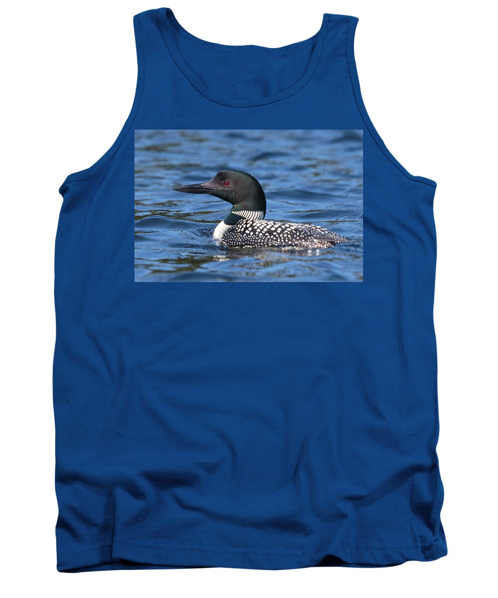 Boundary Waters Tank Top featuring the photograph Loon Close UP by Paul Schultz