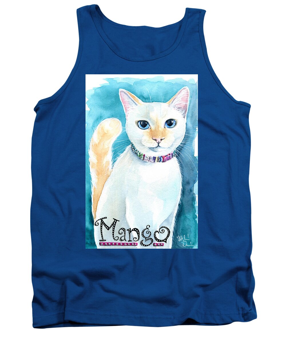 Cat Tank Top featuring the painting Mango - Flame Point Siamese Cat Painting by Dora Hathazi Mendes