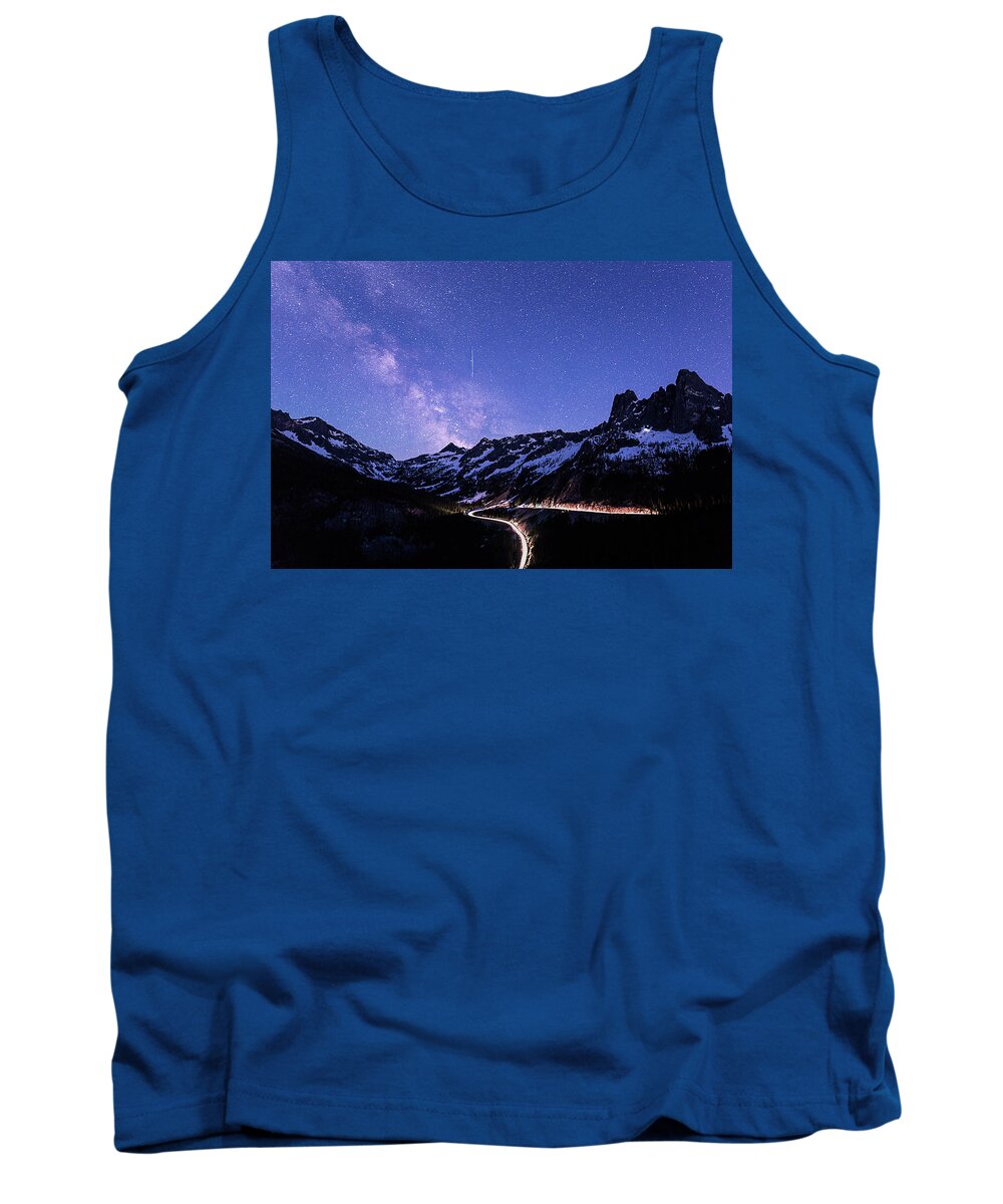 Milky Way Tank Top featuring the digital art Milky Way at Washington Pass by Michael Lee