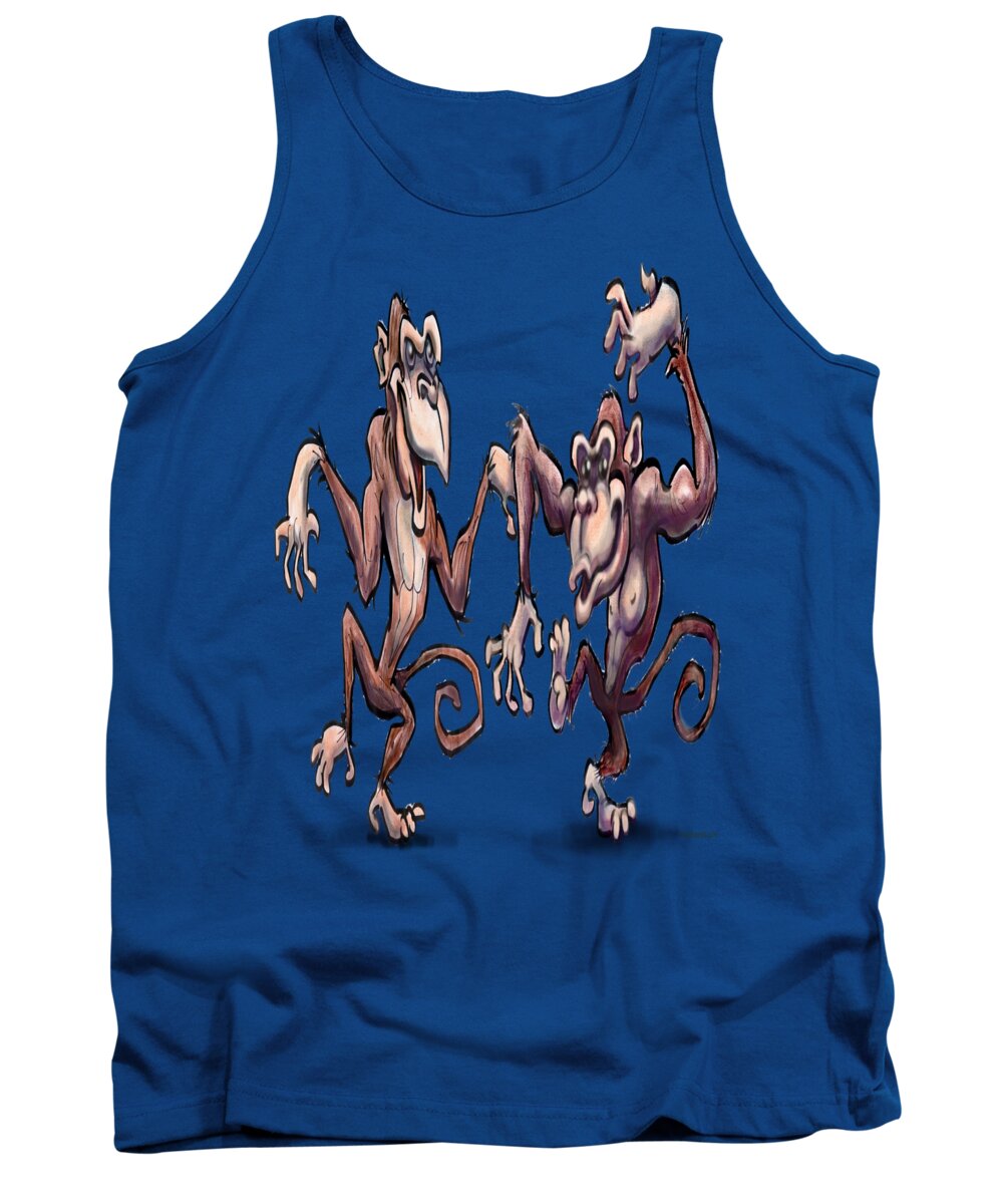 Monkey Tank Top featuring the painting Monkey Dance by Kevin Middleton