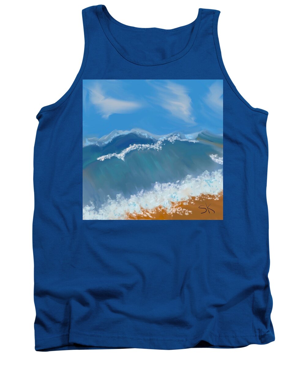 Ocean Tank Top featuring the digital art Monster Wave by Sherry Killam