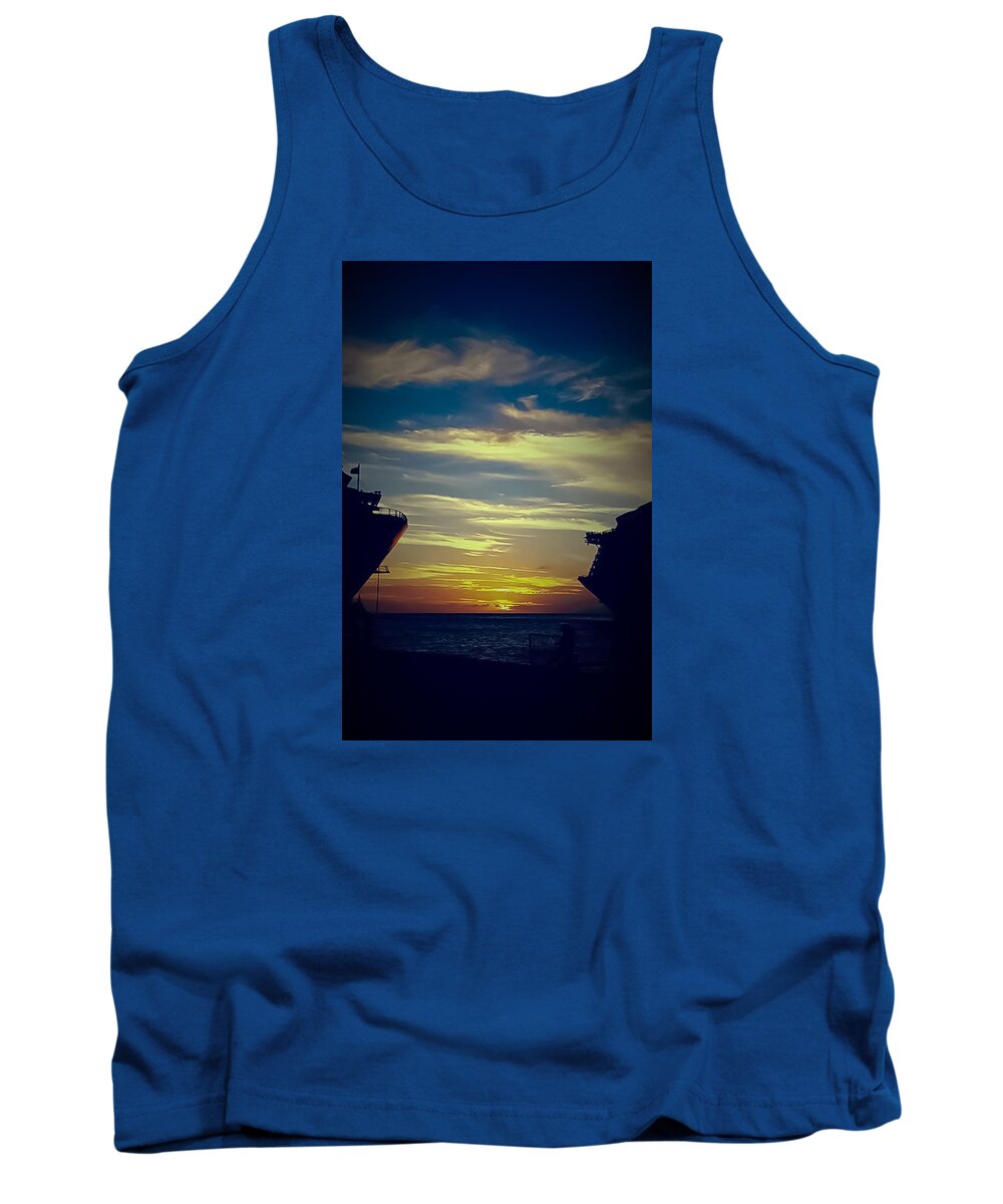 Sunset Tank Top featuring the photograph One Last Glimpse by DigiArt Diaries by Vicky B Fuller