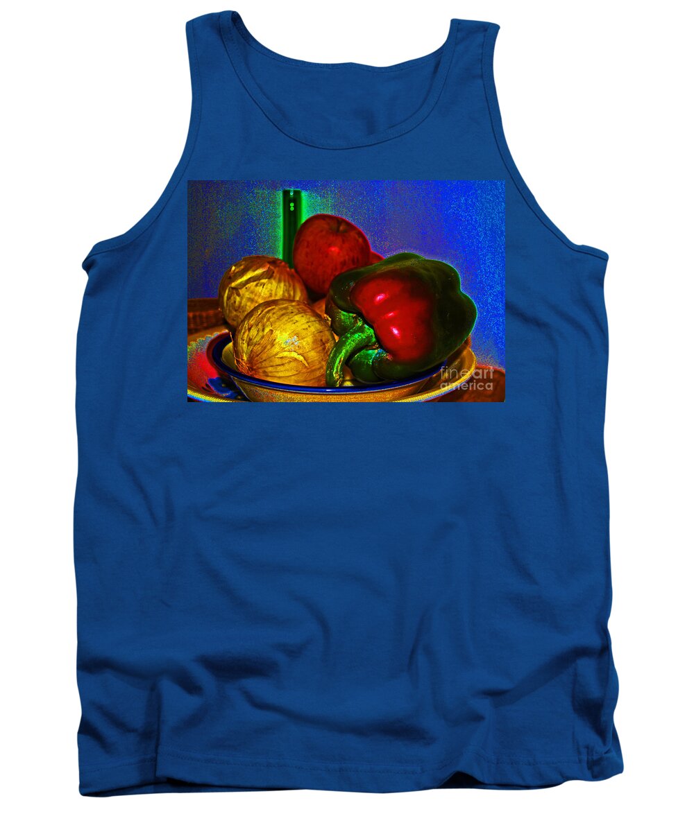 Peppers Tank Top featuring the digital art Onions Apples Pepper by George D Gordon III