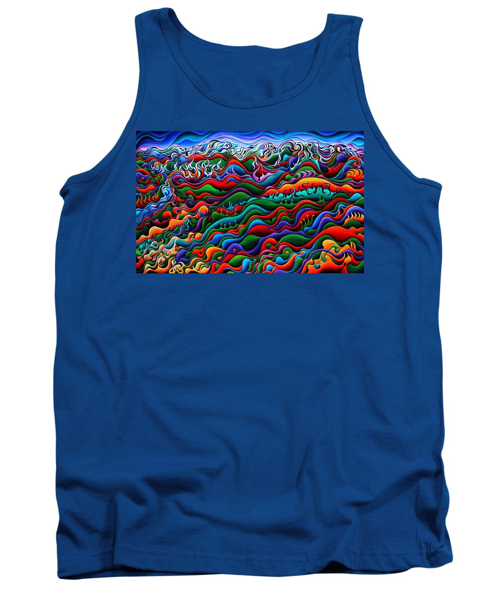 Landscape Tank Top featuring the painting Pawnee Spirit Camp by Amy Ferrari