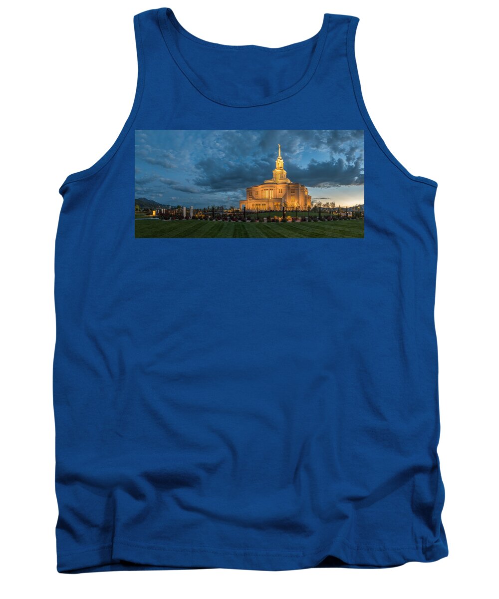 Payon Tank Top featuring the photograph Payson Temple Panorama by Dustin LeFevre