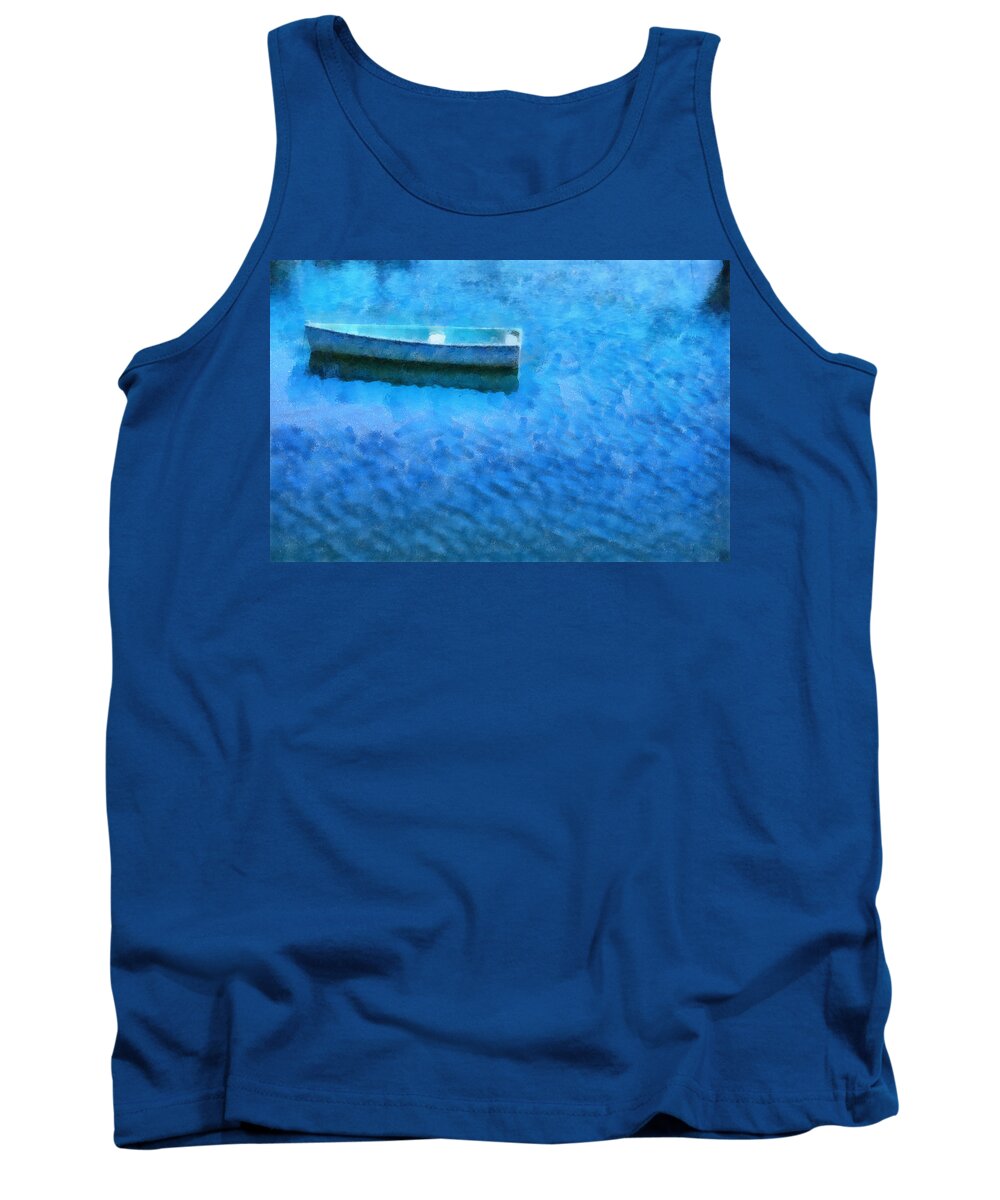 Boat Lake Water Painting Ocean Sea Fishing Nature Tank Top featuring the painting Pnrf0512 by Henry Butz