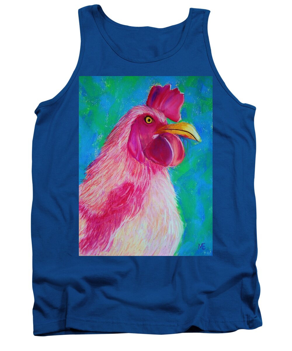 Rooster Tank Top featuring the painting Powerful in Pink by Melinda Etzold