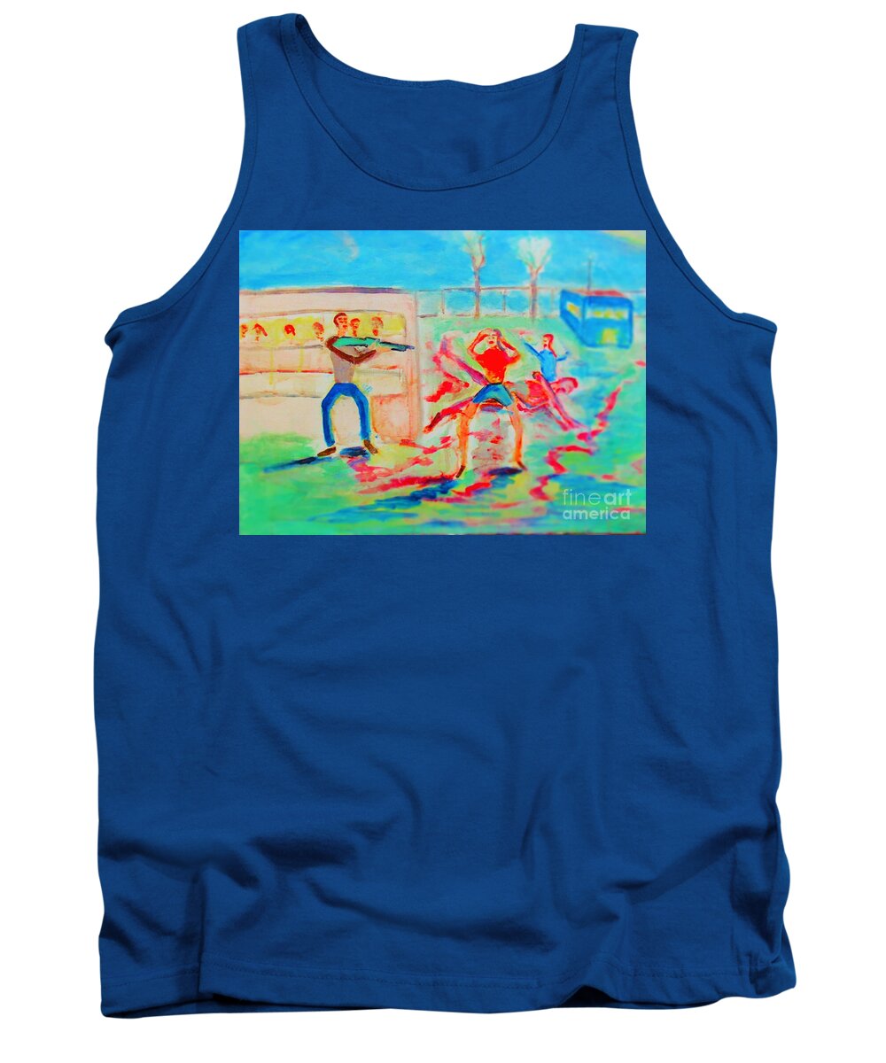 Prevention Tank Top featuring the painting Prevention of Shootings Memorial by Stanley Morganstein