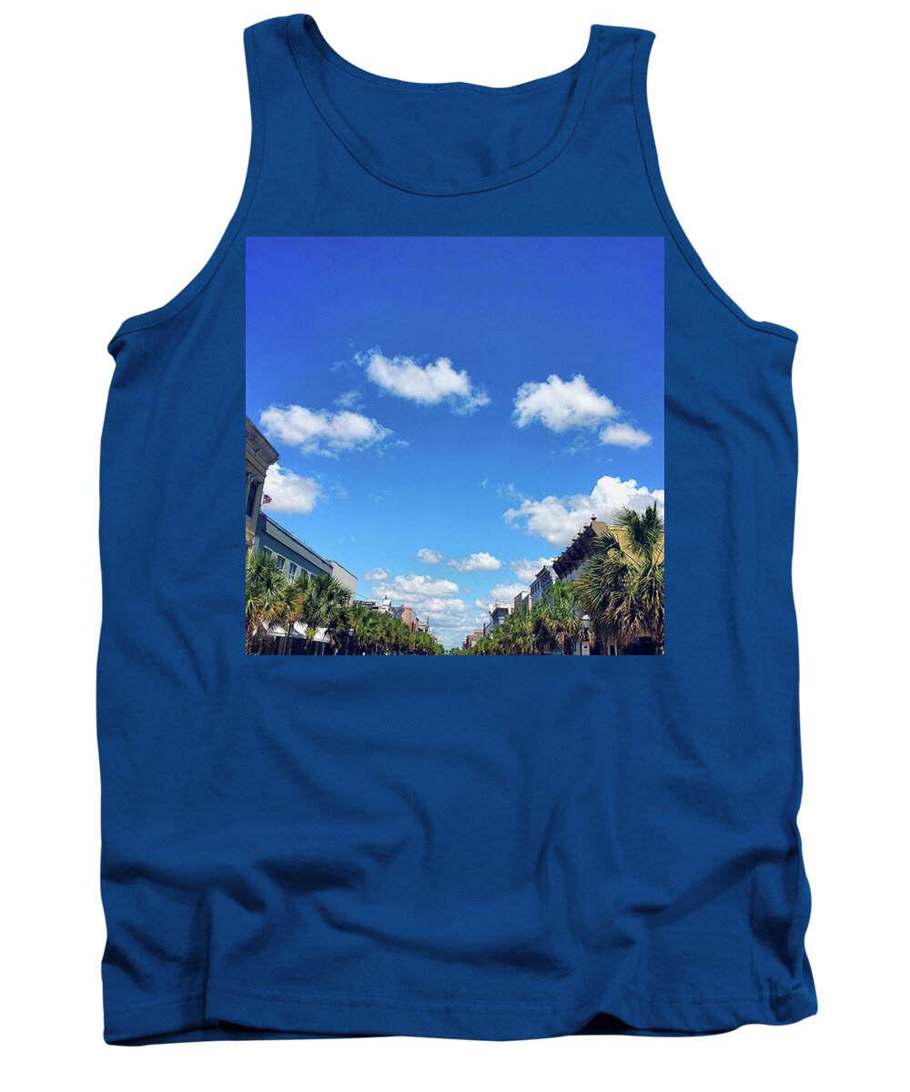Charlestonsc Tank Top featuring the photograph Puffy White Clouds, Pure Blue Sky by Cassandra M Photographer