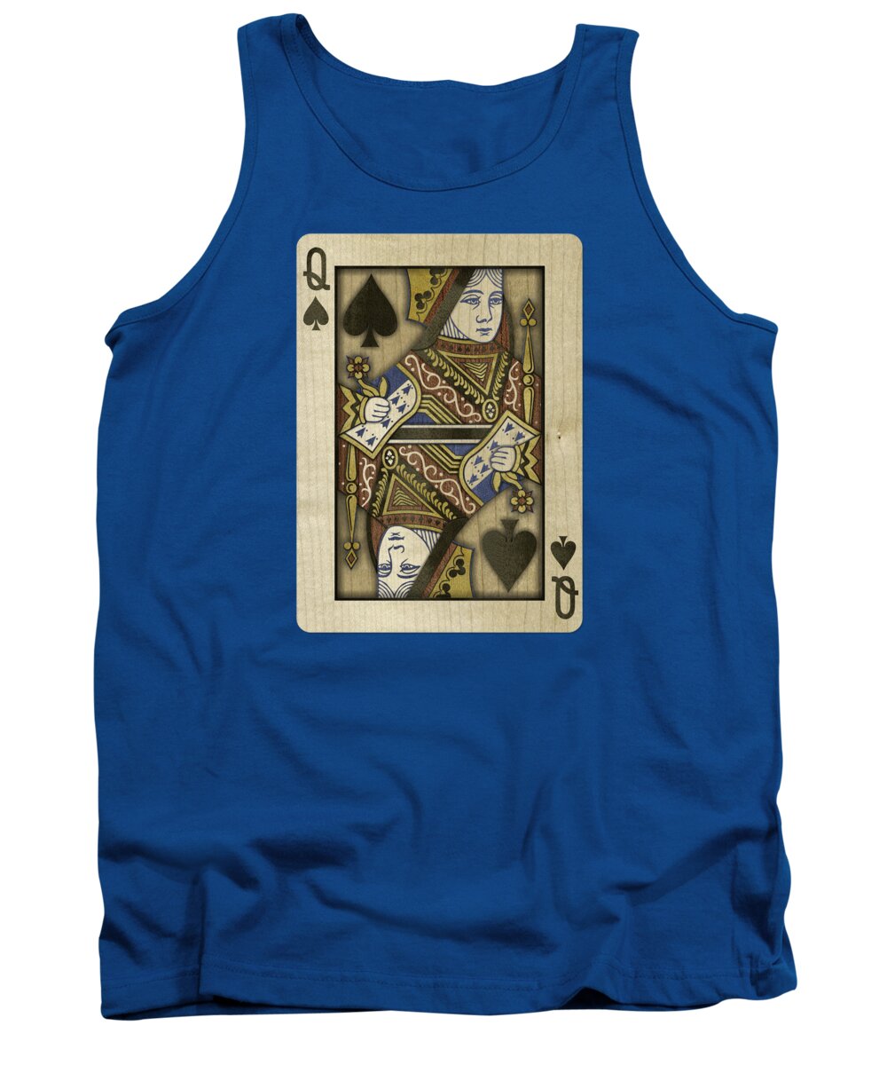 Black Tank Top featuring the photograph Queen of Spades in Wood by YoPedro