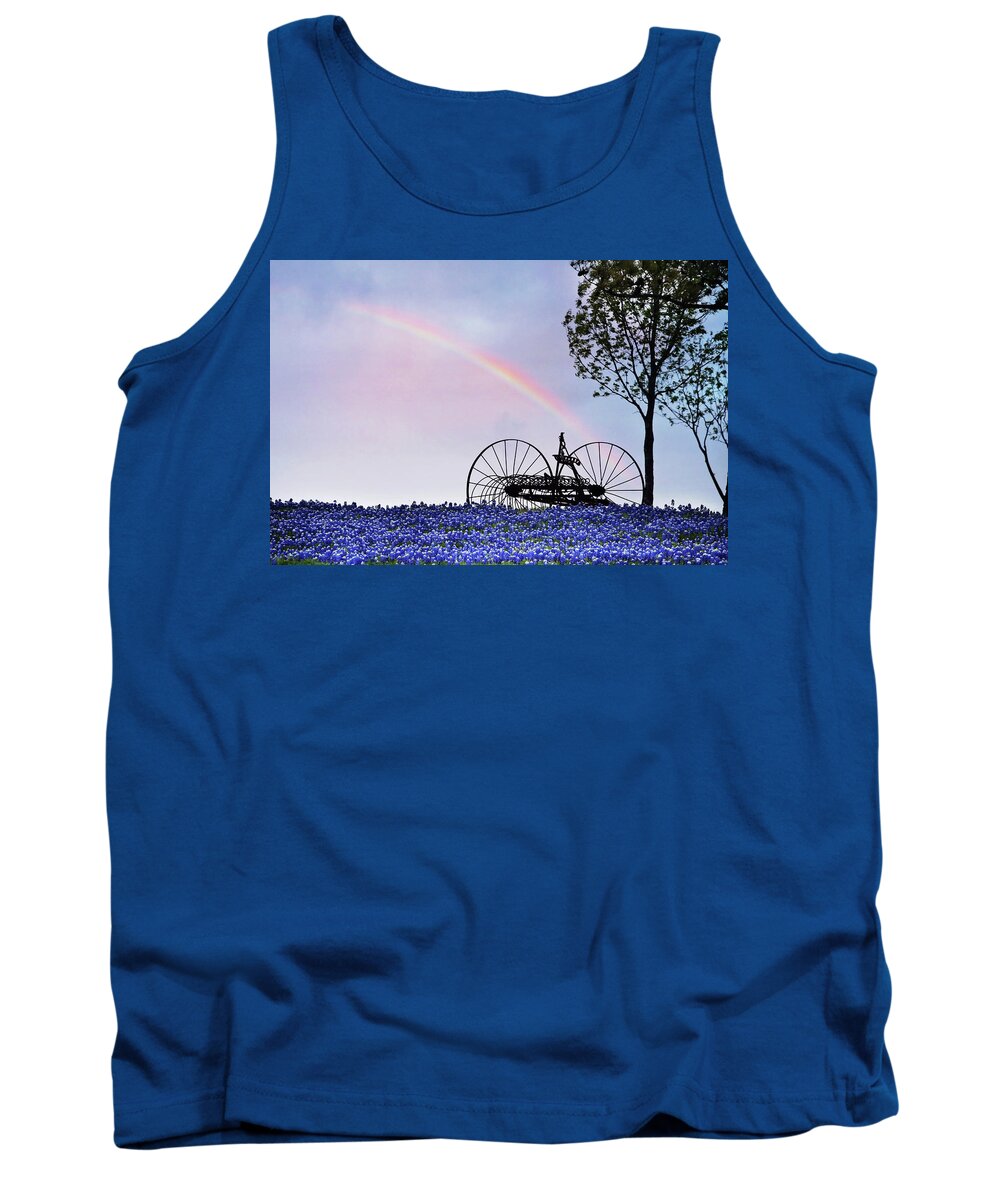 Agriculture Tank Top featuring the photograph Rainbow Over Texas Bluebonnets by David and Carol Kelly