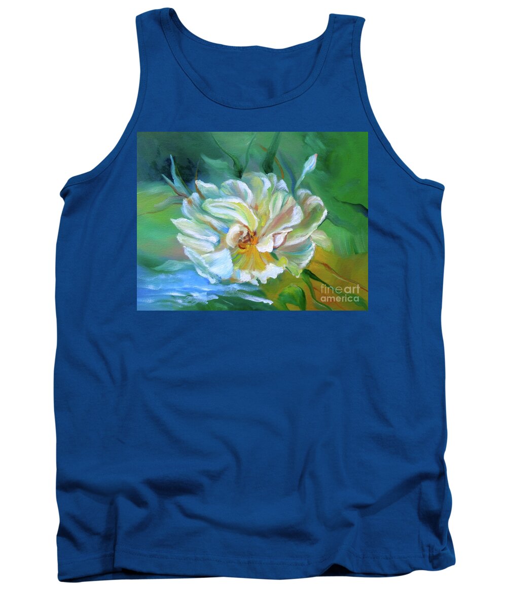 White Flower Tank Top featuring the painting Ravishing by Jenny Lee
