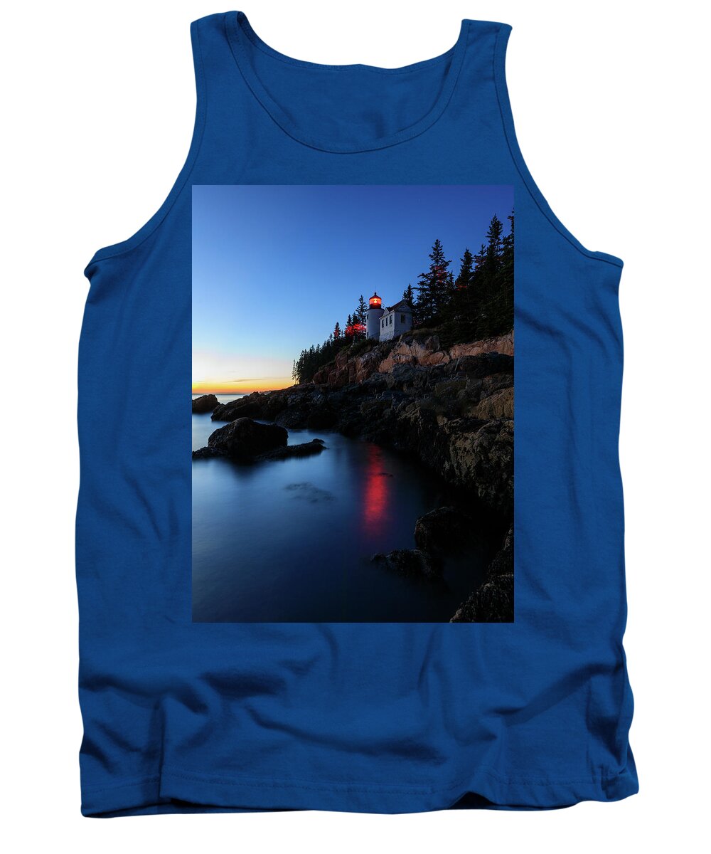 Bass Harbor Head Lighthouse Tank Top featuring the photograph Red Light by Rob Davies