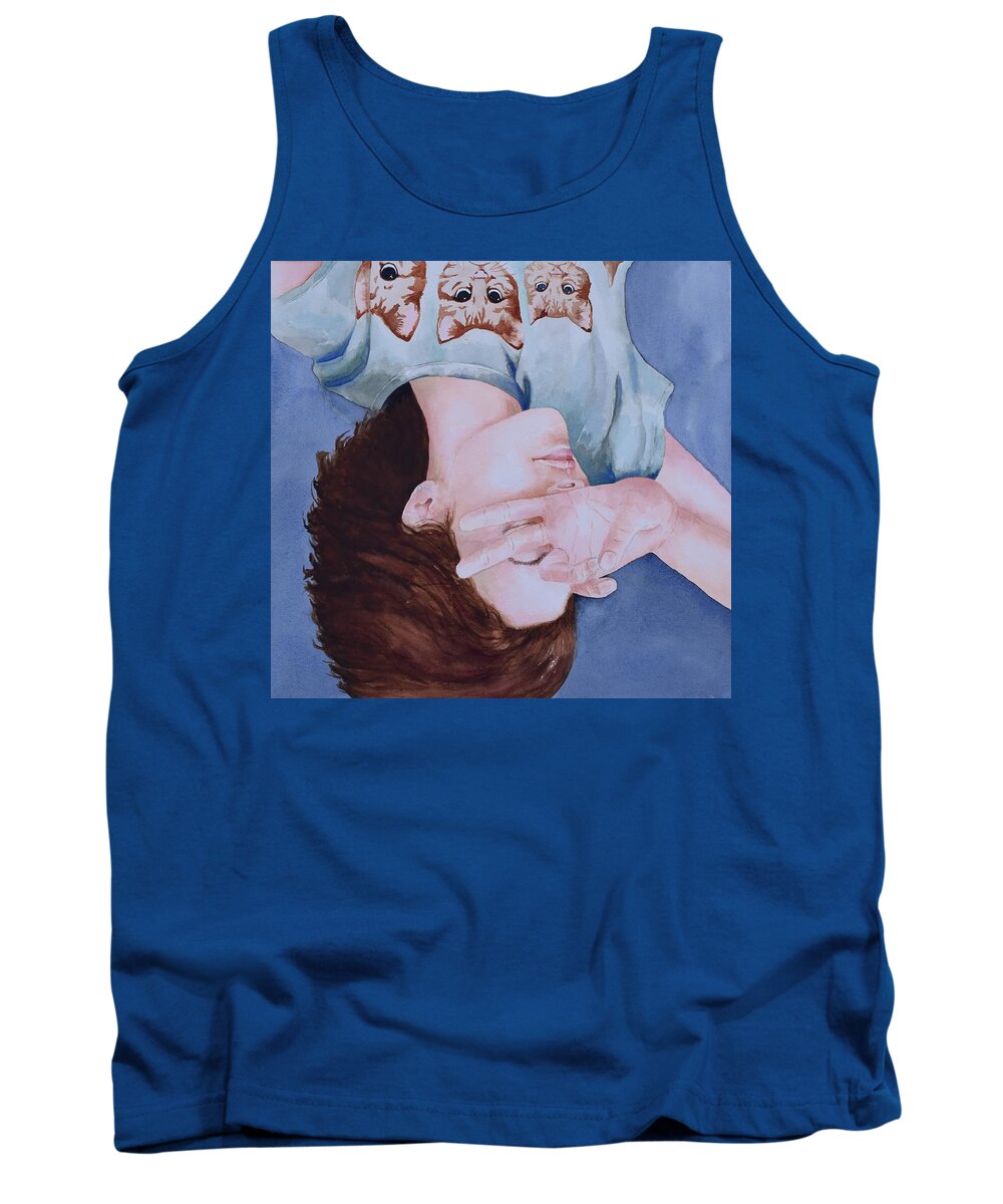 Figure Tank Top featuring the painting Repose by Celene Terry