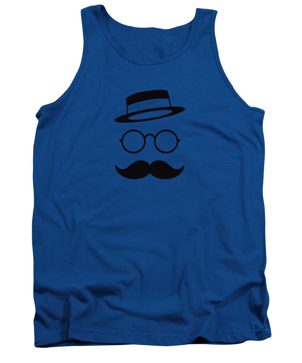 Les Claypool Tank Top featuring the digital art Retro Minimal vintage face with Moustache and Glasses by Philipp Rietz