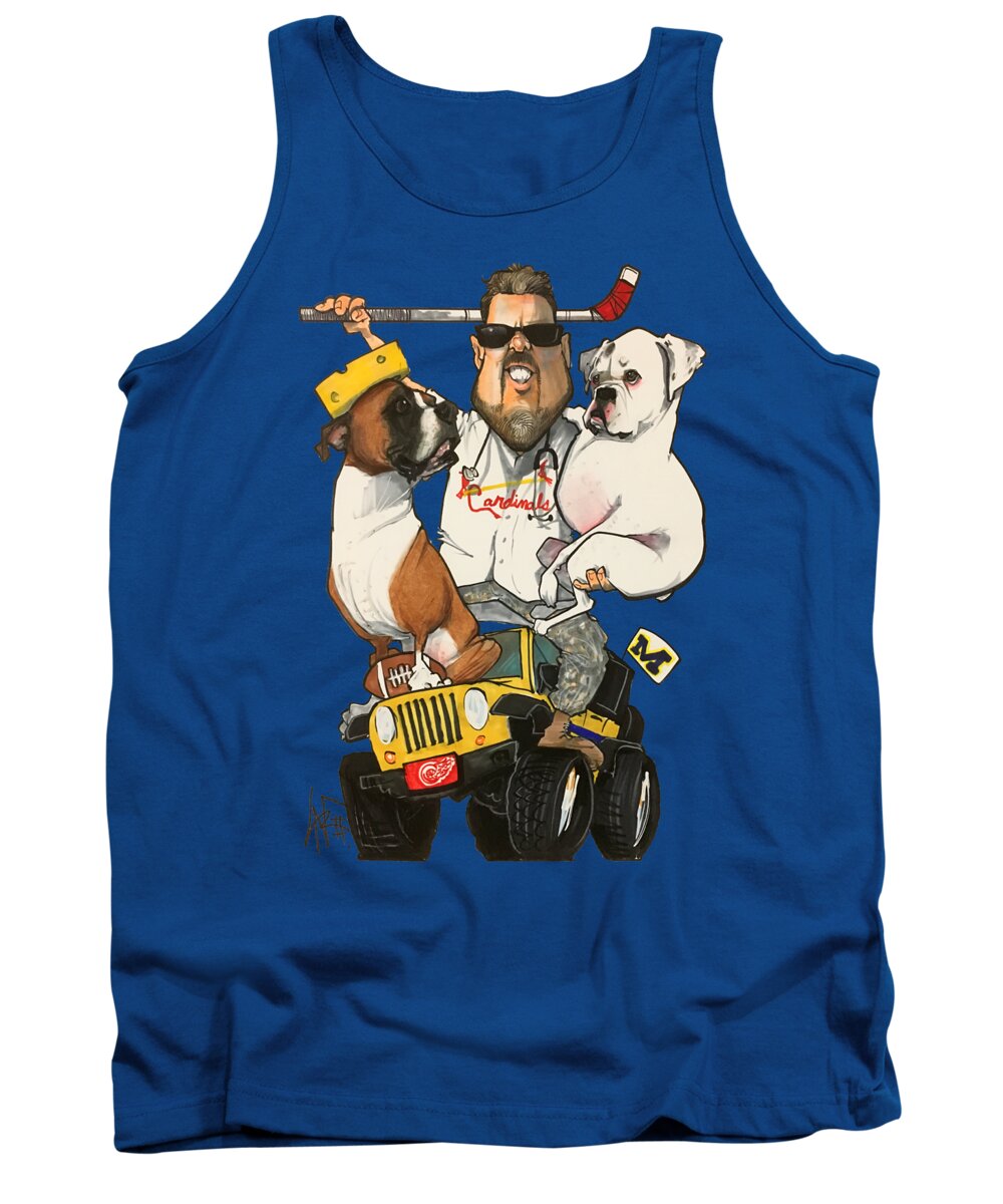Pet Portrait Tank Top featuring the drawing Richard 7-1445 by Canine Caricatures By John LaFree