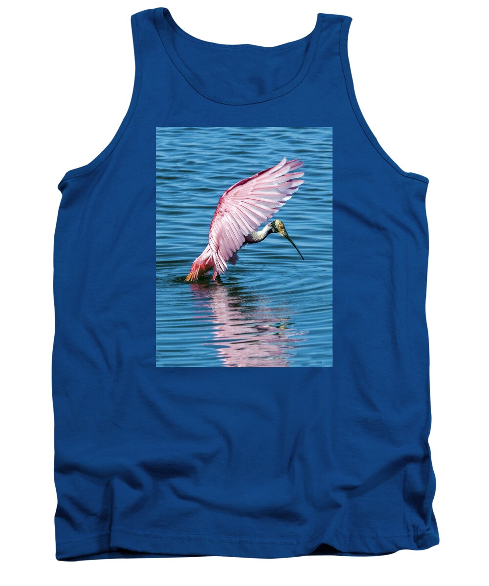 Spoonbill Tank Top featuring the photograph Roseate Spoonbill Landing by William Bitman