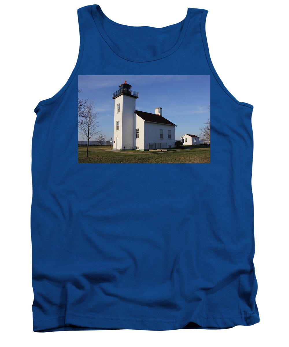 Light Tank Top featuring the photograph Sand Point lighthouse in Escanaba by Charles and Melisa Morrison