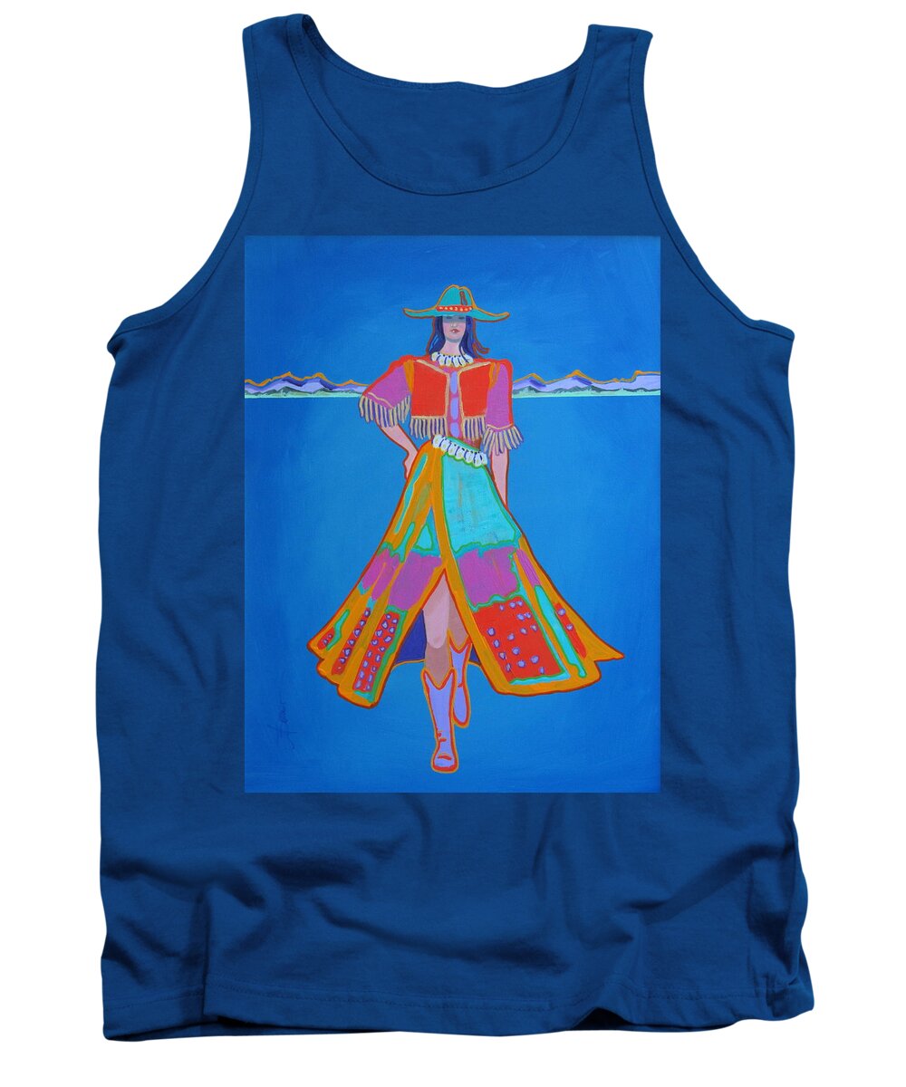 Woman Tank Top featuring the painting Santa Fe Girl by Adele Bower