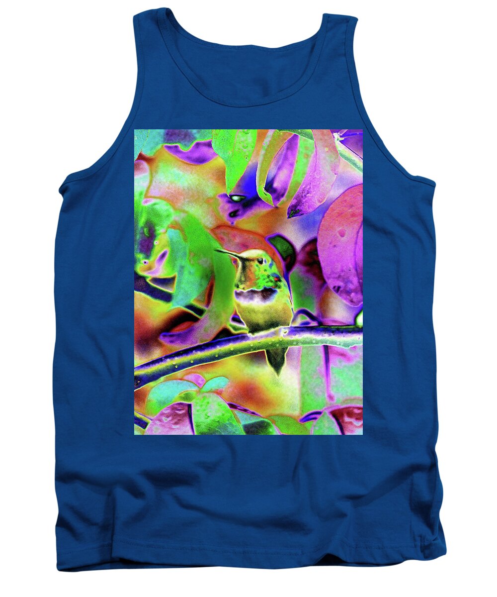 Hummingbirds Tank Top featuring the photograph Solarized Hummer by Wendy McKennon