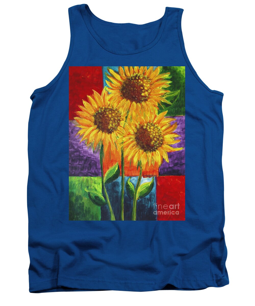 Sunflowers 1 Tank Top featuring the painting Sonflowers I by Holly Carmichael